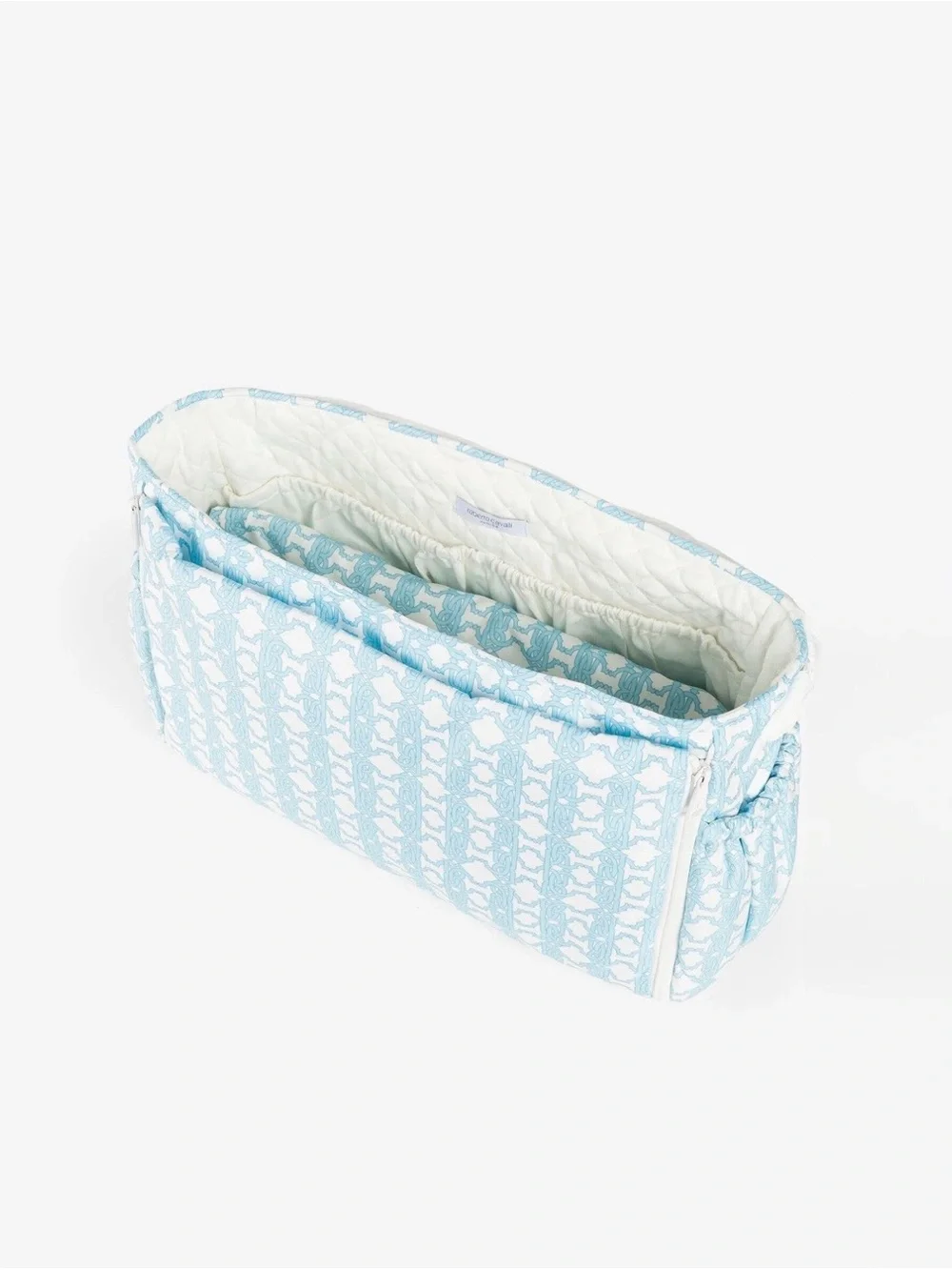 Roberto Cavalli Kids Blue and White Monogram Shoulder Bag with Clutch